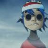 Stylized cartoon character avatar with santa hat against cloudy sky