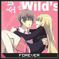 Anime couple embrace, 'Wild's Forever' signature art