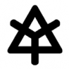 Minimalist triangle emblem with geometric line art