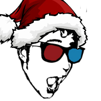 Santa hat rage-face avatar rocking classic 3D glasses