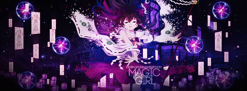 Mystic anime girl GFX with glowing orbs and lanterns