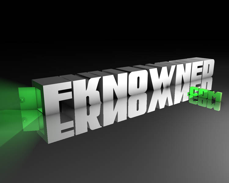 Classic 3D chrome fkn0wned logo with green glow