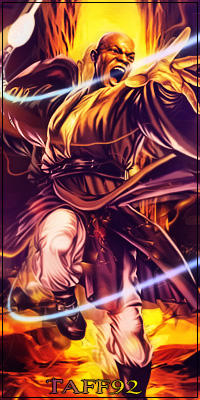 Fiery martial artist GFX signature with dynamic energy trails