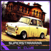 Vintage car GFX signature with purple night sky
