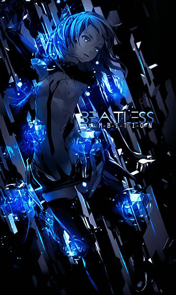 Glowing blue anime GFX piece, 'Beatless: Ambition' artwork