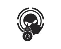 Alien gas-mask logo with radar dial design