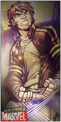 Wolverine GFX art with claws drawn, comic-style edit