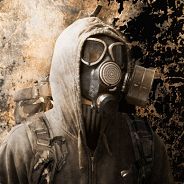 Gas-masked survivor avatar, classic post-apocalyptic forum aesthetic
