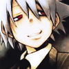 Classic anime boy avatar, smirking in a suit