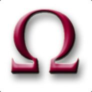 Omega symbol avatar in glossy maroon style