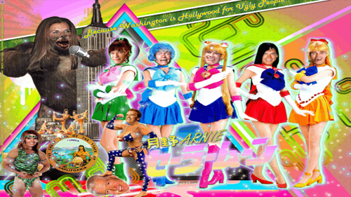 Bigfoot crashes an Arnold-themed Sailor Moon parody