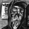 Gritty hooded figure with wanted poster GFX art