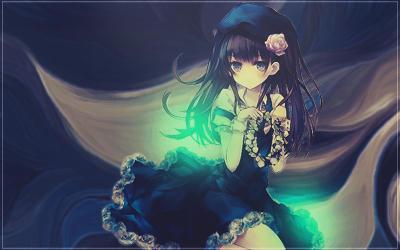 Anime girl GFX art with glowing green accents