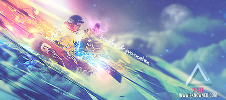 Snowboarder GFX signature with vibrant color splash effects
