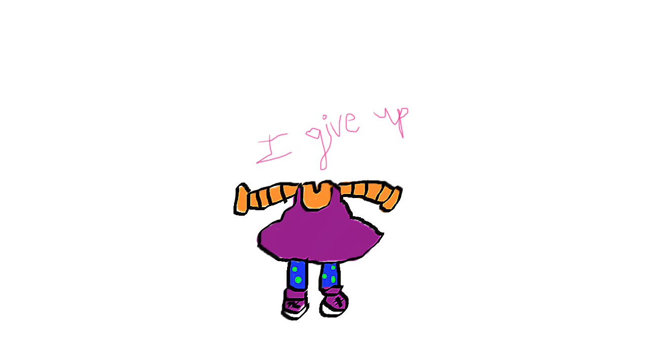 Quirky doodle of a giving-up cartoon character
