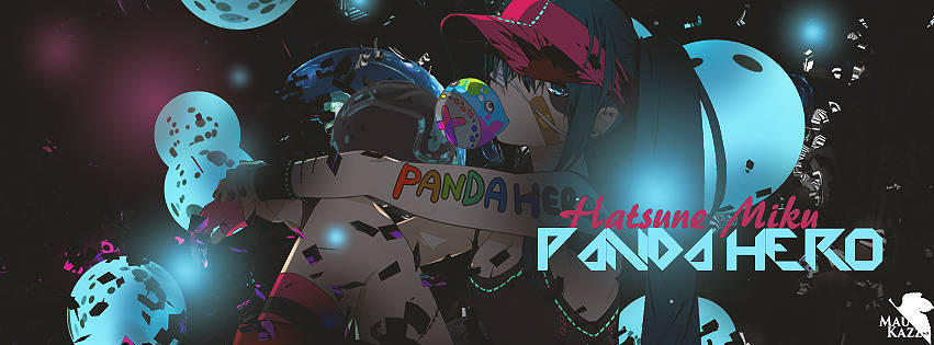 Hatsune Miku Panda Hero GFX signature with glowing panda balloons