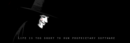 V for Vendetta mask, hacker ethos quote banner