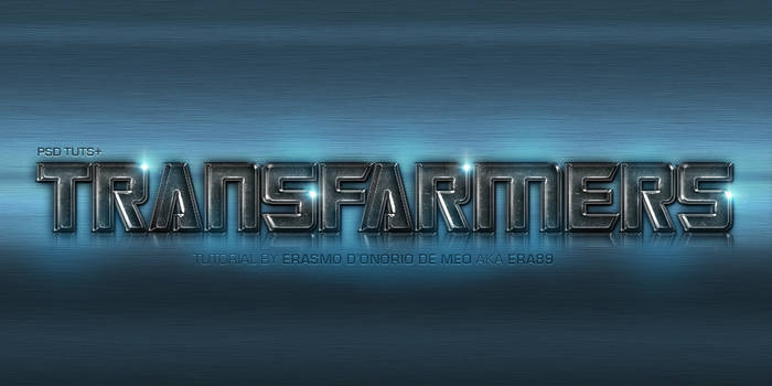 Metallic Transformers-style text effect tutorial banner