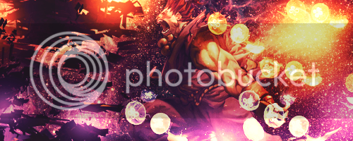 Fiery muscular fighter GFX signature with sparkling bokeh effects