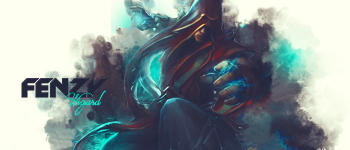 Stylish GFX signature with mystical figure and teal accents