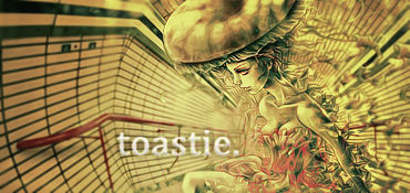 Vintage anime-style GFX signature with woven texture backdrop