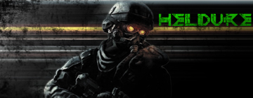 Killzone Helghast forum signature banner, glowing eyes