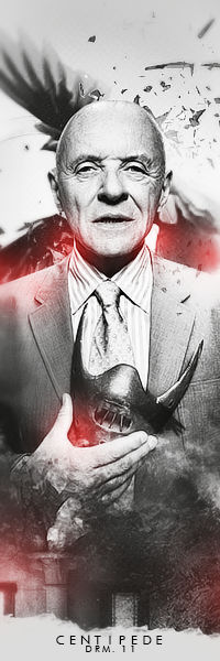 Gritty portrait GFX with centipede motif, dark forum aesthetic