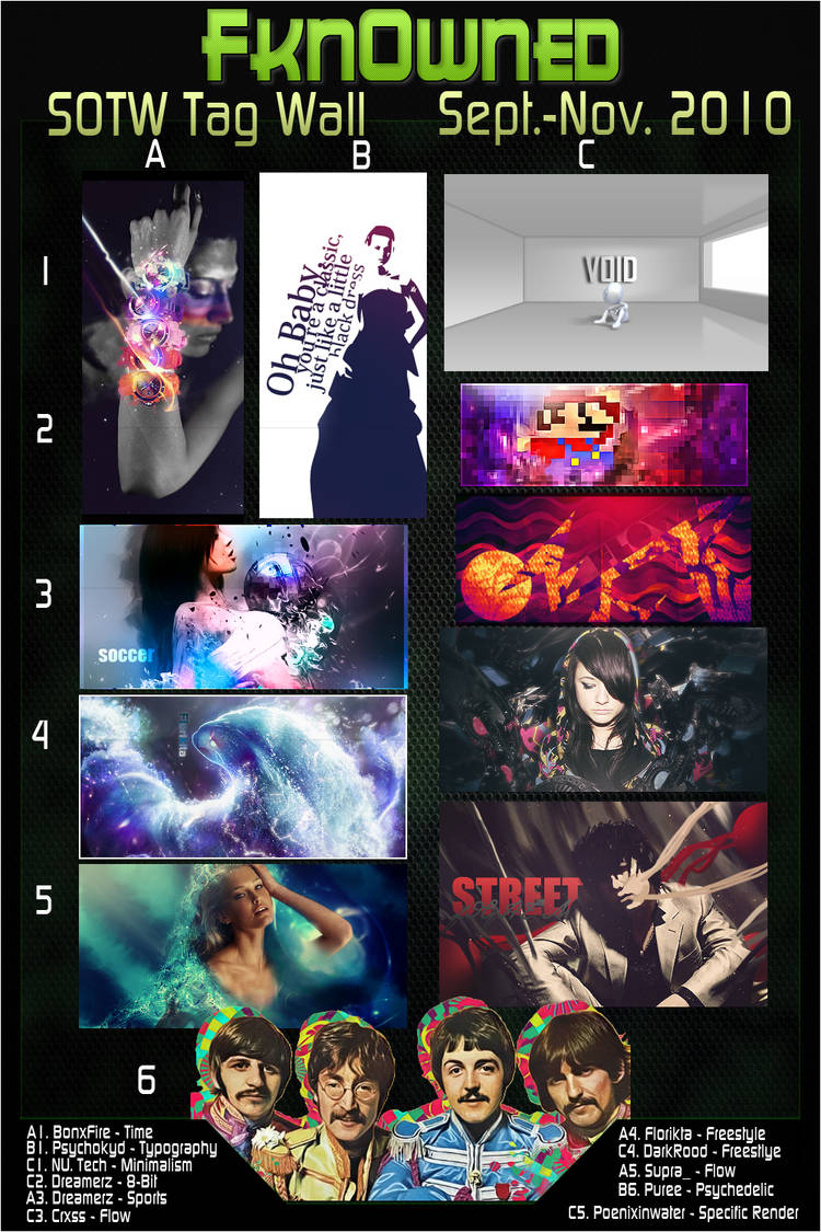 SOTW tag wall showcasing member digital art entries