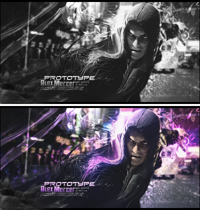 Prototype-themed Alex Mercer GFX signature, before/after edit