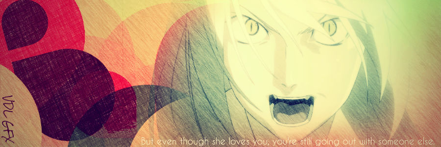 Anime GFX signature with colorful abstract background and heartfelt quote