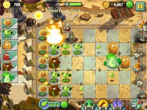 Plants vs Zombies 2 gameplay screenshot, Ancient Egypt level