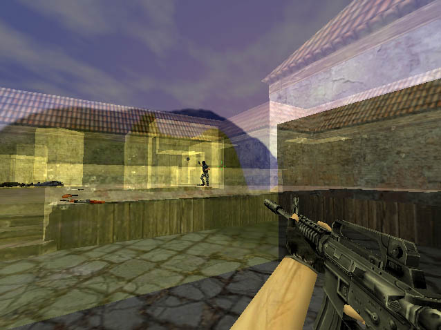 Classic Counter-Strike gameplay screenshot, M4A1 in hand
