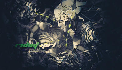 Robot girl signature art, classic forum GFX vibe