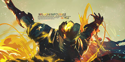 Epic warrior GFX signature with fiery mission-impossible flair
