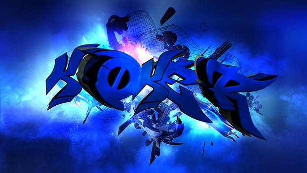 Blue 3D graffiti-style GFX signature piece