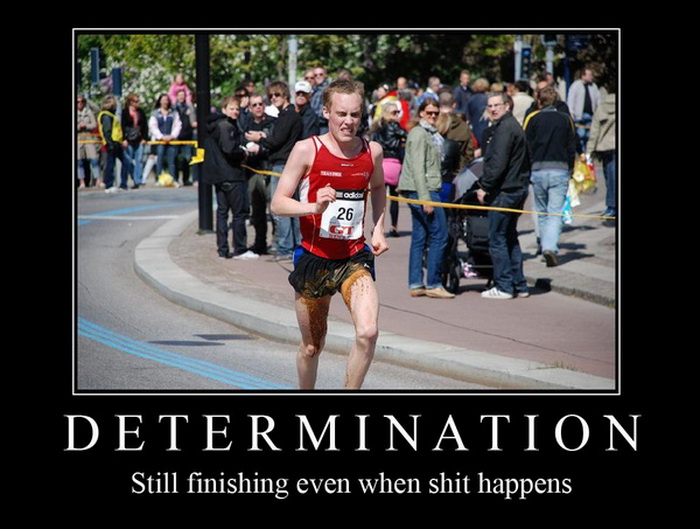 Determination: finishing the race despite the mishap