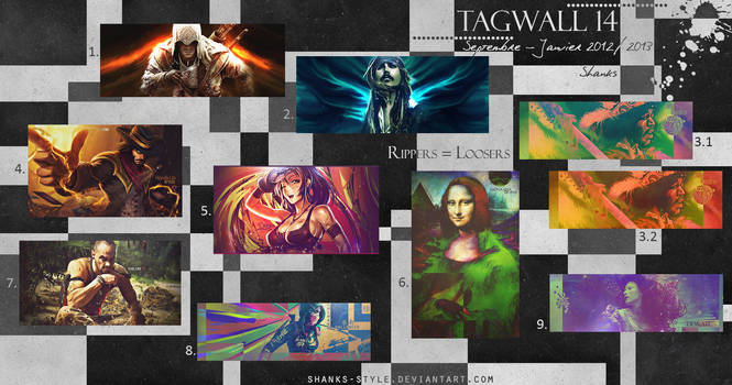A vibrant compilation of GFX signature art from TagWall 14