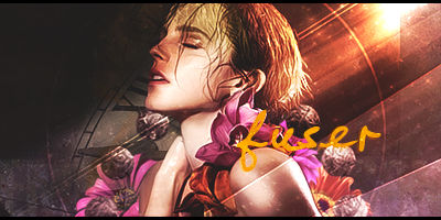 Golden-hued portrait signature with floral accents
