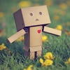 Little Danbo figure standing in the grass