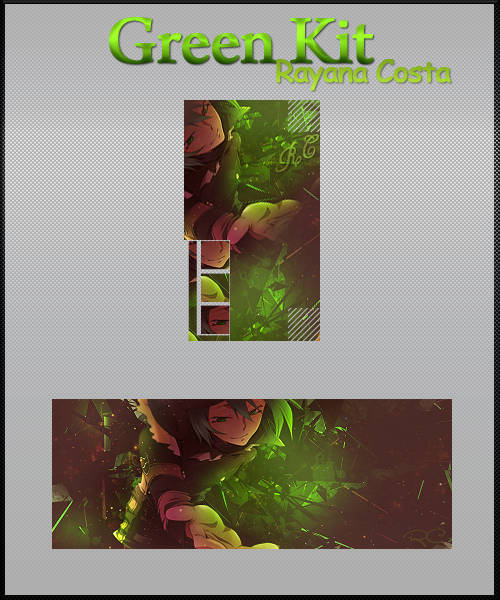 Green-themed anime GFX kit with signature and banner