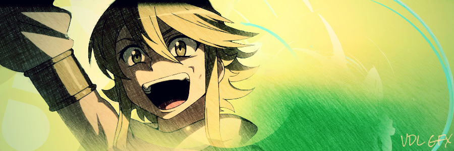 Anime GFX banner with fierce yellow-green energy burst
