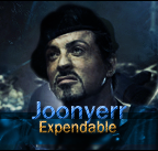 Stallone-inspired GFX signature with 'Joonverr Expendable' text
