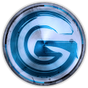 Blue glowing 'G' emblem logo