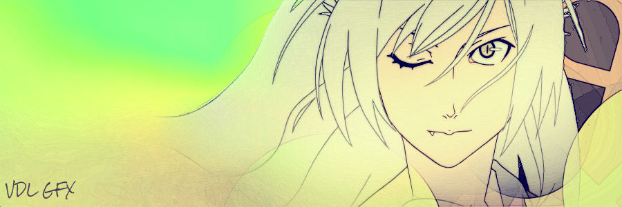 Anime GFX banner with pastel gradient and lineart portrait