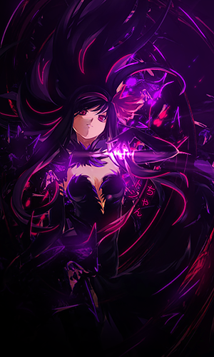 Dark purple anime warrior GFX with glowing energy blast